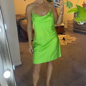 NEVER worn vibrant green silk dress